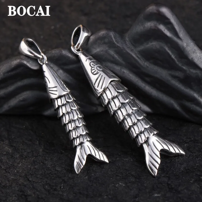 

BOCAI New S999 Silver Jewelry Accessories Vintage Creativity Cute Fish Activity Style Personality Lovers Men and Women Pendant