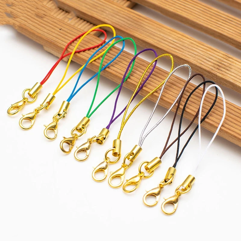 Vibrant Gold/Rhodium Charm Cord with Lobster Clasp for DIY Jewelry and Accessories Crafting - 50pcs