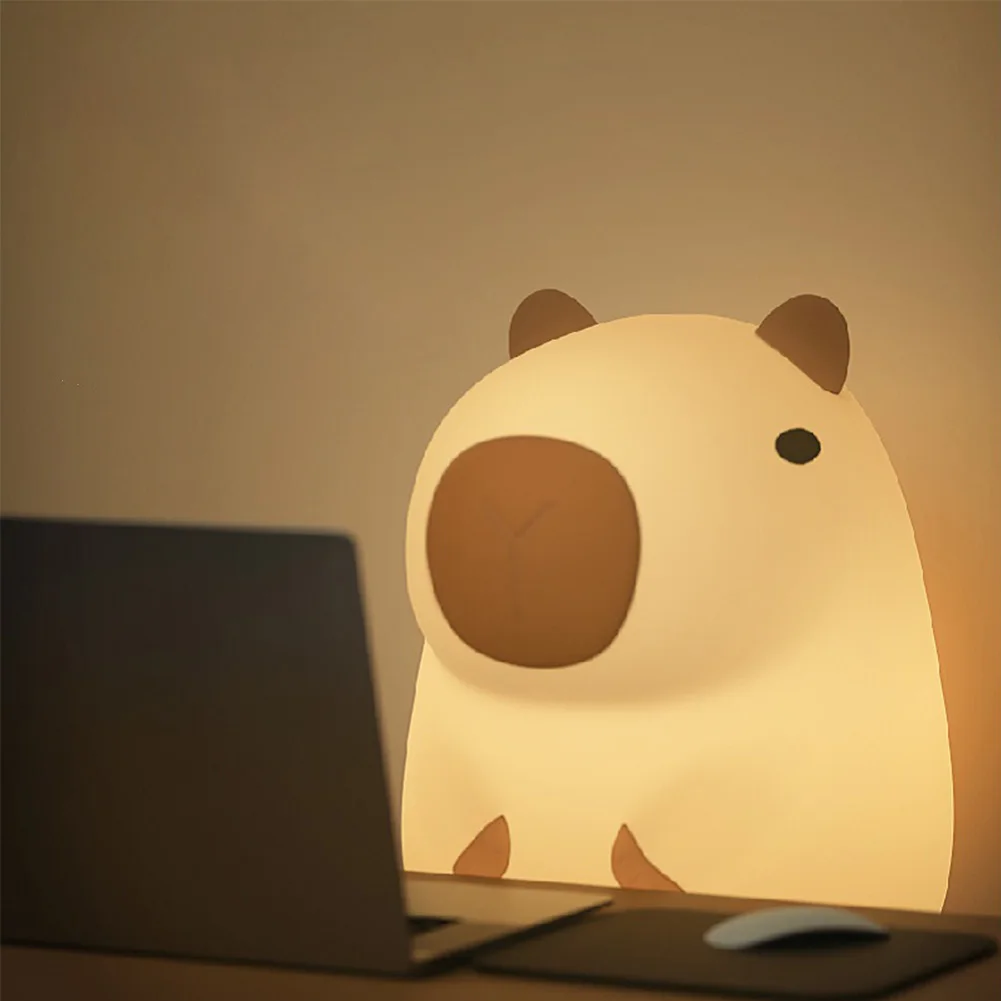 LED Night Light Night Light LED Night Lamp Capybara Night Light Cute Touch Lamp 2 Gear Silicone Sleeping Light USB Charging Dimmable Bedside Lamp Home Bedroom Decor