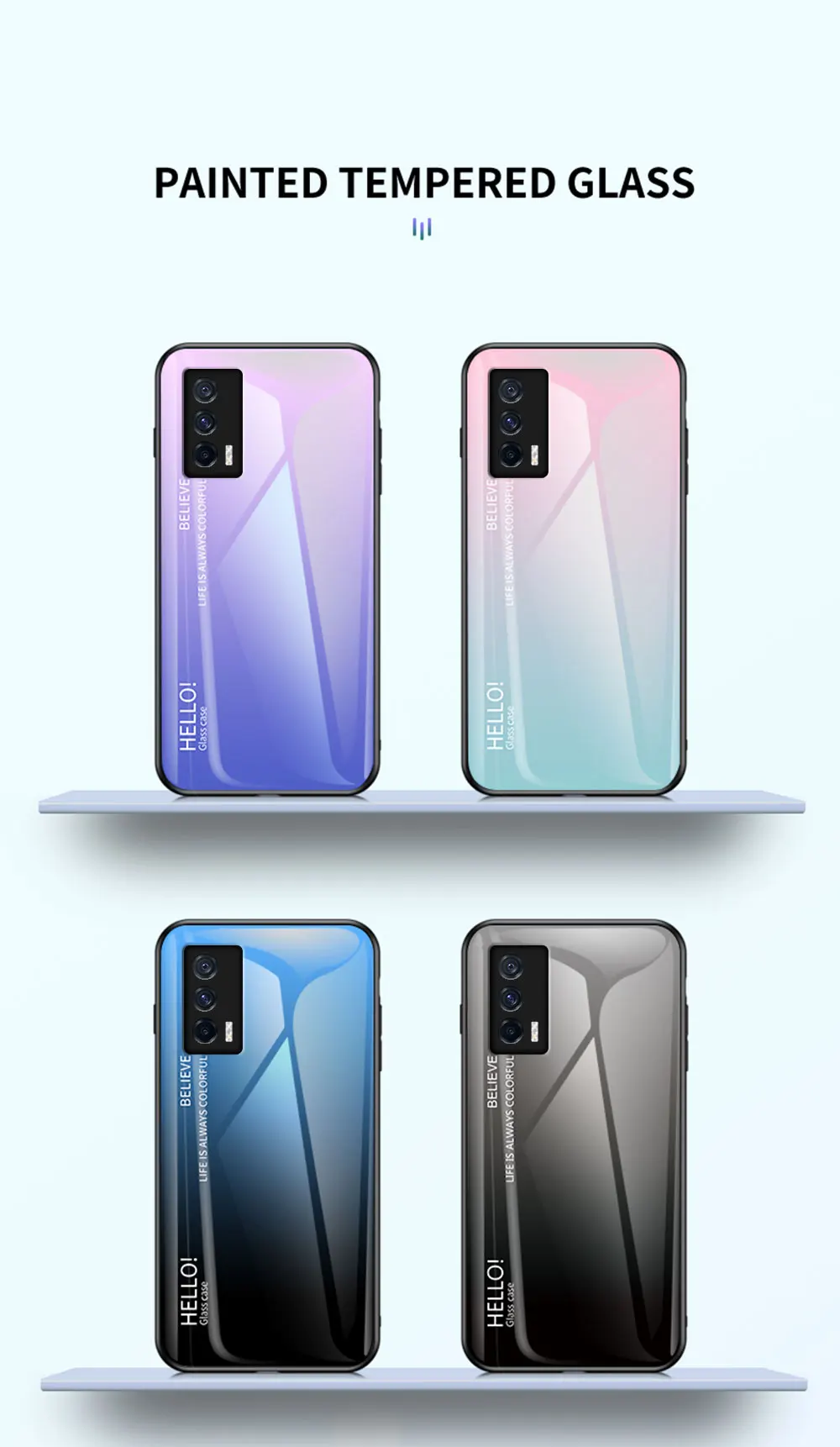 IQOO 9 Pro Case DECLAREYAO Capa de vidro rígido para VIVO IQOO 8 7 5 Pro Neo 6 3 Capa Moldura de silicone Ultra Slim Vidro temperado_voghion.com