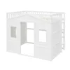 Full Size Loft Bed with Safety Guardrail for Kids Boys Girls, Playhouse Design Solid Wood Loft Bed Frame with Ladder and Windows 5