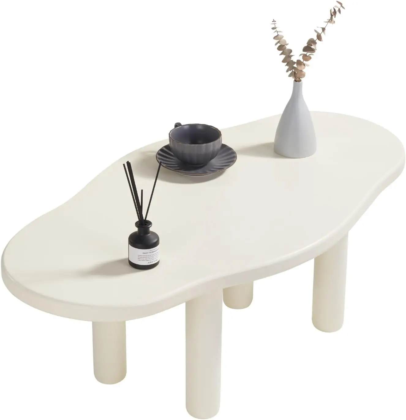 Cloud Coffee Table - Cute Coffee Table - Irregular Shape Coffee Table with 4 Legs - Modern End Table,Easy Assembly-White 2