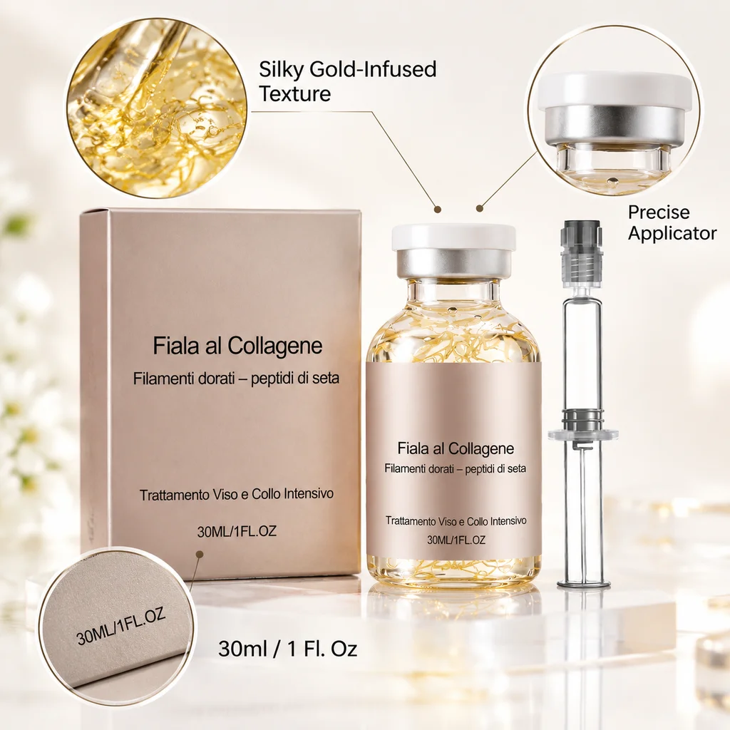 Collagen Silk Peptide Firming Ampoule Face Neck Serum Hydrating Essence For Dry Skin Smooth Fine Lines Restore Elasticity Dewy