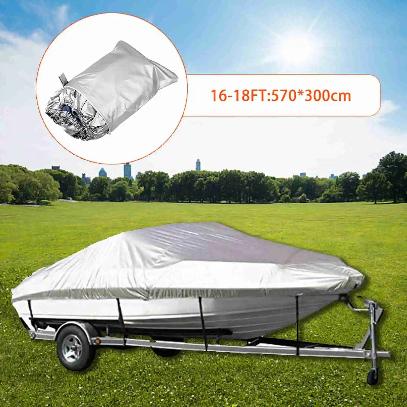 Boat Cover Yacht Outdoor Protection Waterproof Fabric Anti-smashing Tear Proof Silver Reflective 11-22FT