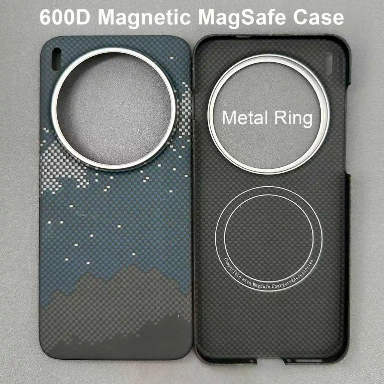 Magnetic Kevlar Aramid Carbon Fiber Slim Case - Black, Lightweight, and Thin