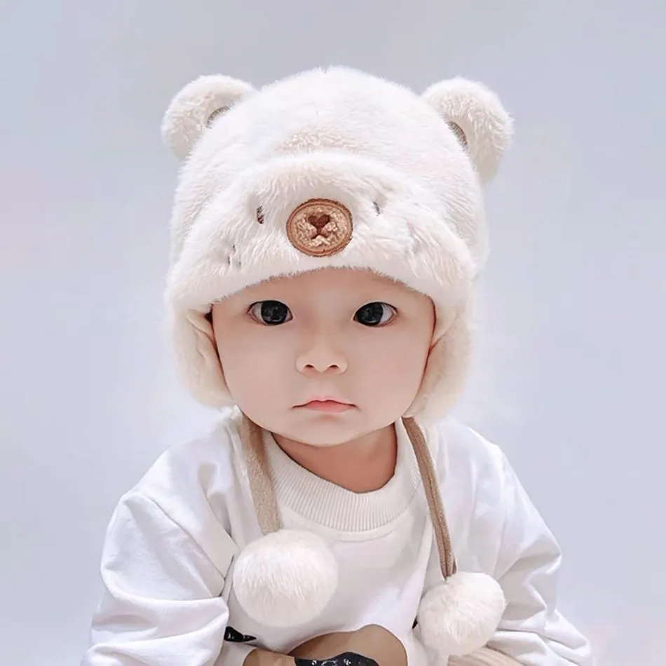 Super Soft Comfortable Plush Infant Winter Hat with Ear Flaps Cute and Warmth Knitted Caps for Babies Perfect for Cold Weather 3