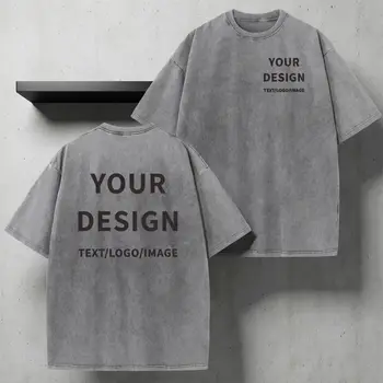 100% Cotton T-shirt Custom Logo Street Trend Short Sleeve T-shirt Embroidery Design European American Size Tops Printing Pattern