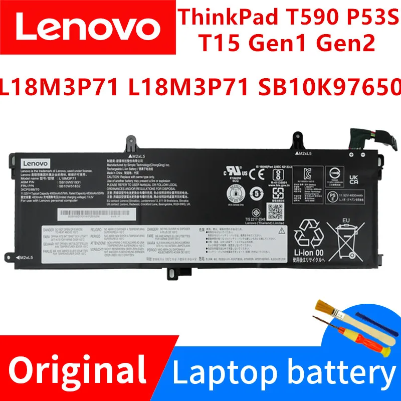 

New Original Lenovo ThinkPad T590 P53S T15 Gen1 Gen2 Laptop Battery L18L3P71 SB10K97649 SB10K97650 02DL011 02DL012 L18M3P71