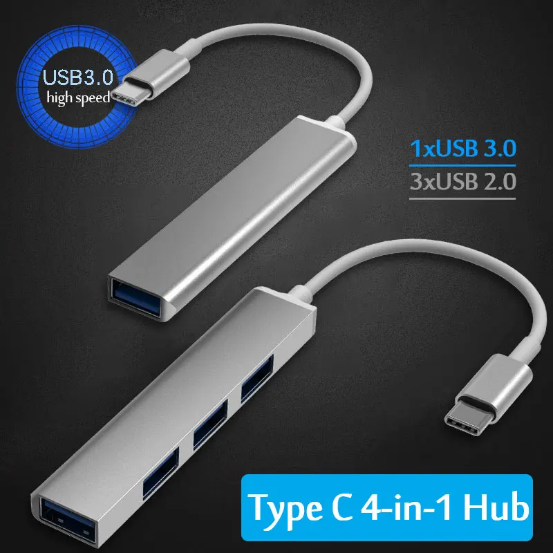 USB Hub 3.0 4 Port Multi Splitter Adapter OTG Type C For Lenovo HUAWEI Xiaomi Macbook Aluminum Alloy USB 2.0 3.0