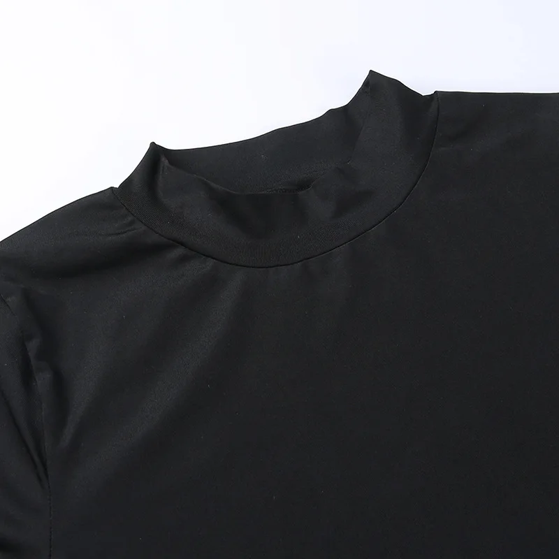 Body de manga corta con cuello alto para mujer, estilo Y2K, de una pieza con aberturas, con cordones, lencería sexy.
