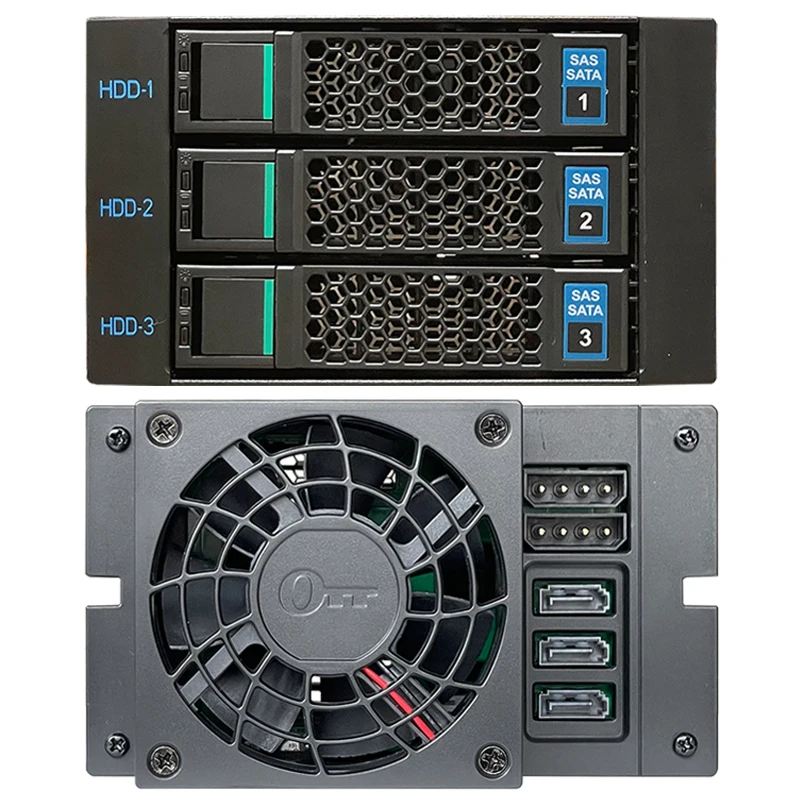 Hot Swap Gaiola do Disco Rígido Móvel 3.5-polegada Ssd Sata Hdd Gabinete Rack de Armazenamento de Dados para Dois 5.25-polegada Posição da Unidade Óptica 3-bay - Imagem 3