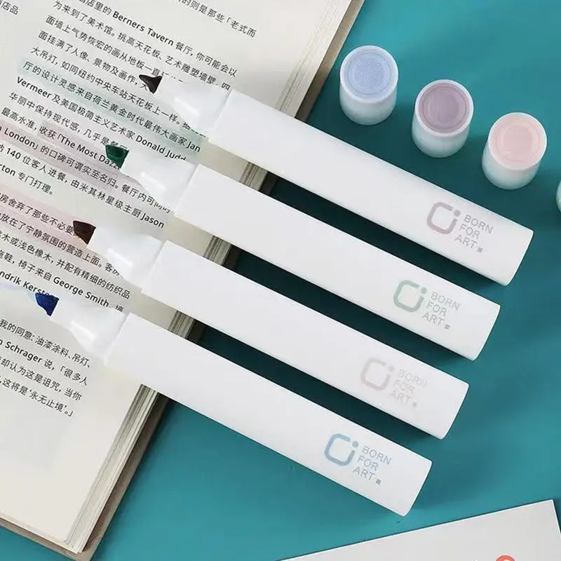 파스텔 하이라이터 세트, 모듬 색상, 귀여운 미적 마커 세트, 공부 용품, 4 개/세트