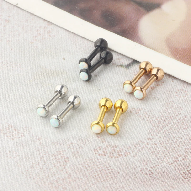 Opal Hypoallergenic Stud Earrings for Women Men Girls Statement Cartilage Fashion Surgical Steel Helix Earrings 4 color mix colo