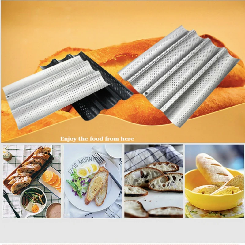 Hotec Baguette Baking Mould For 3 Baguettes With Non-Stick Coating