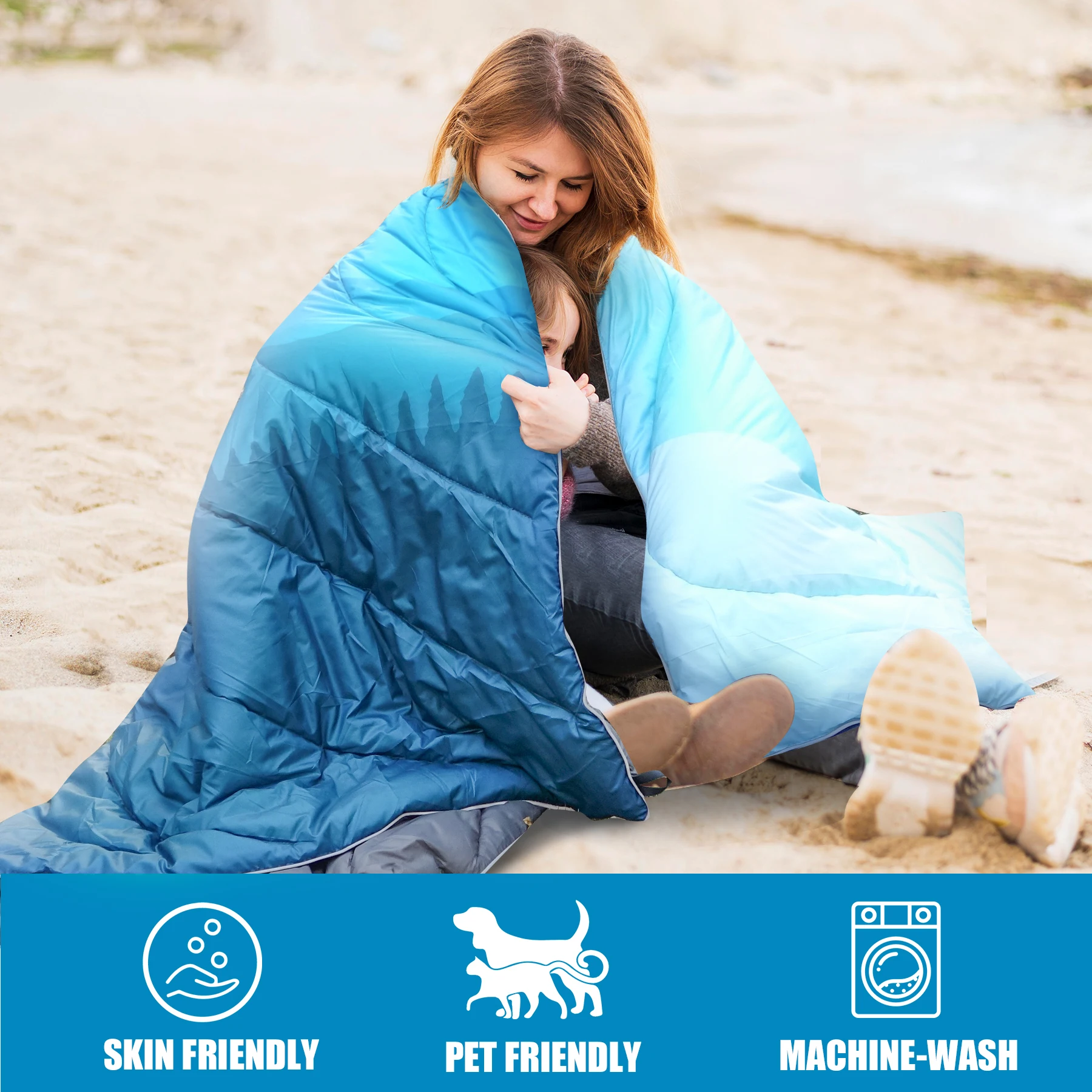 Description Picture 4 of itemWESTTUNE Camping Puffy Blanket 200*140cm Warm Climbing Blanket Waterproof Esay Package Blanket Quilt Mat for Outdoors Traverls
