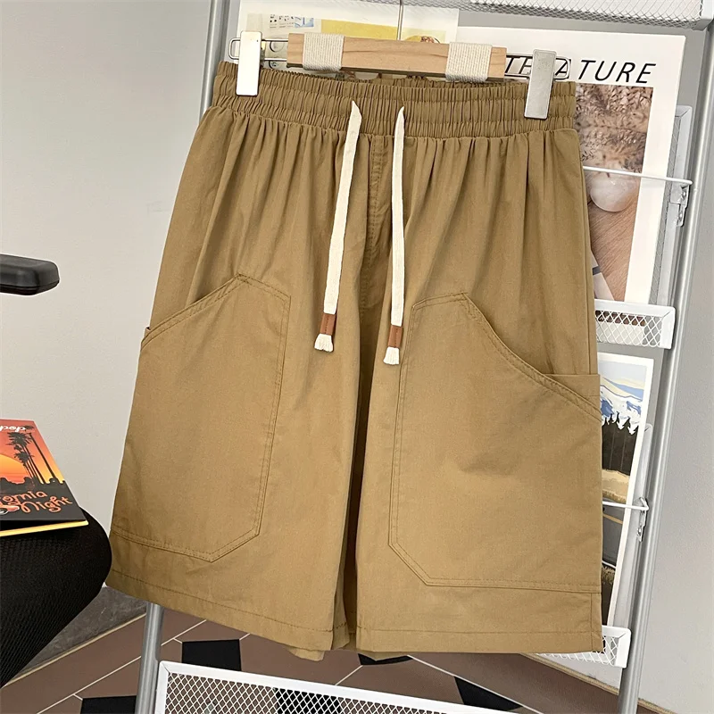 2024 Spring Summer Shorts Men's Straight Loose Comfort Trendy Male Sports Leisure Fashion Wide-Leg Solid Color Half Pants