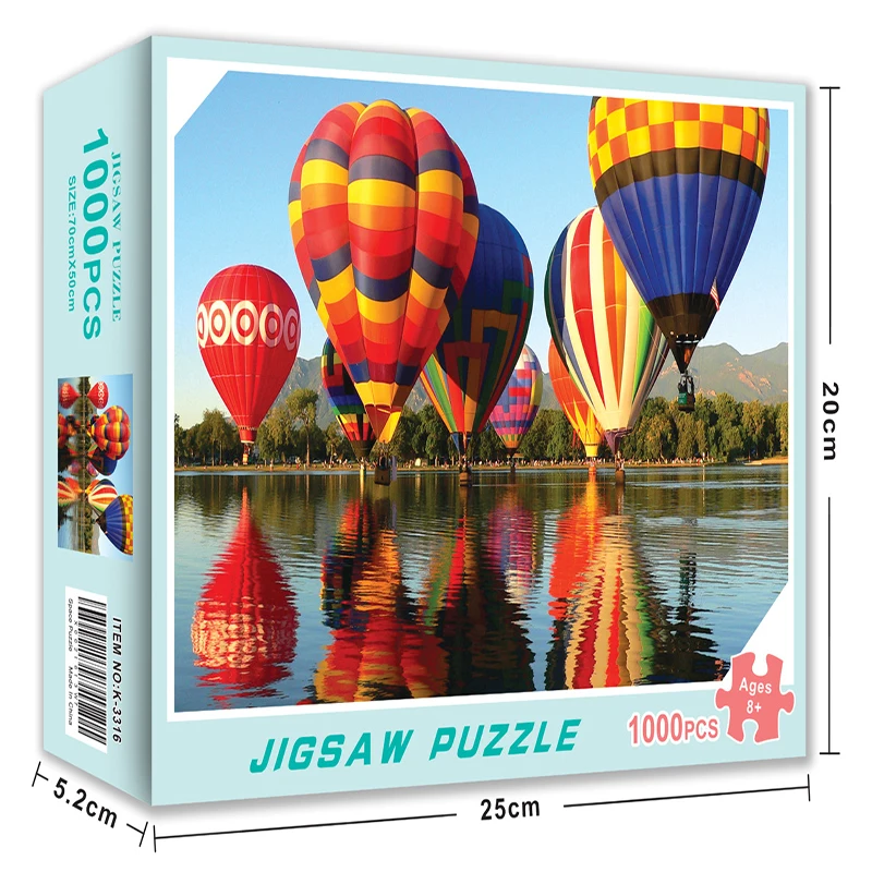 Adult Puzzle 1000 Pieces Fashion Hot Air Balloon Pattern Paper Jigsaw Toy 70*50cm Gift Box Design Cheap Sale Price |