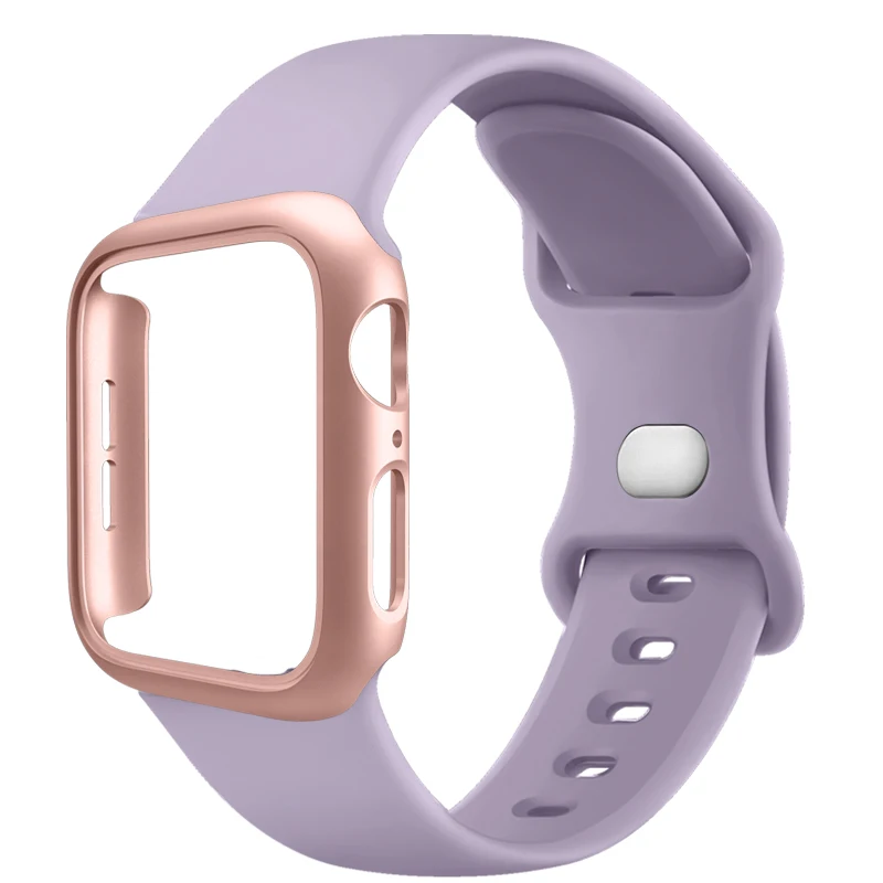 Versatile Protective Silicone Strap and PC Case for Apple Watch - Enhanced Durability and Style