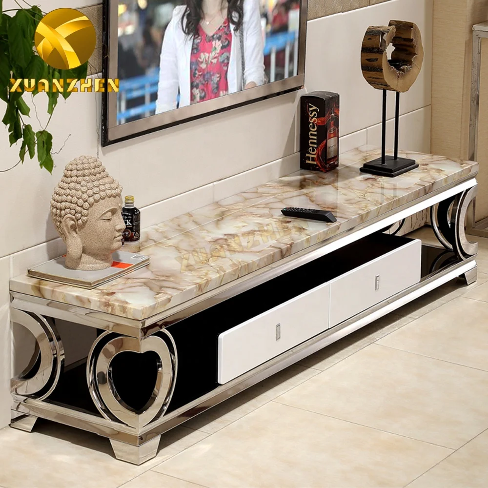 Living Room Furniture Sets New Model Stainless Steel Tv Stand Cabinet Luxury Tv Table Modern Stands With Drawer