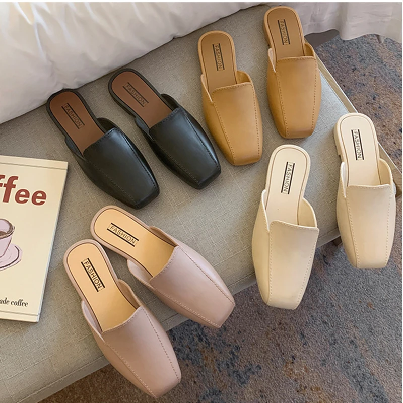 Summer Simple Styles Sandals And Slippers Outer Wear Baotou Half Slipper Fashion Temperament Wear-resistant And Non-slip Slipper