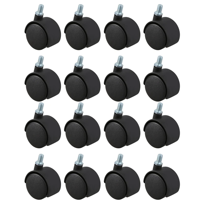 

Plastic Swivel Caster 8Mm Screw Stem 1.5-Inch Dia Wheel 16 Pcs Black