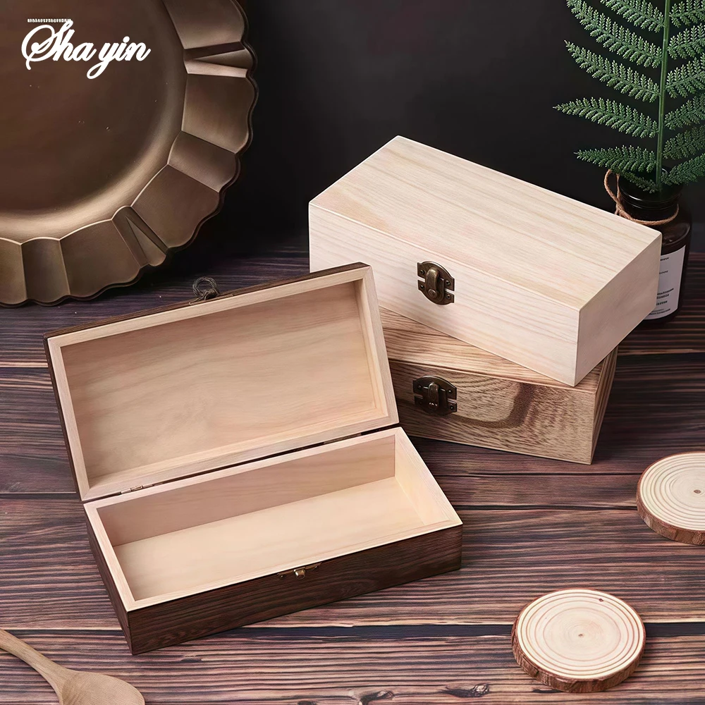 Wooden Gift Box Rectangular Wooden Box - Colored Storage Box Wooden Gift Packaging Box Organizer Box 1