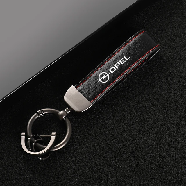 Leather Carbon Fiber Car Rings Keychain Zinc Alloy Keyrings For