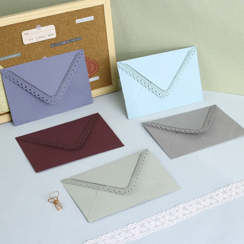 10pcs Colorful Hollow Triangle Envelope Laser Engraving Lace Birthday Wedding Invitation Wedding Invitation vintage envelope