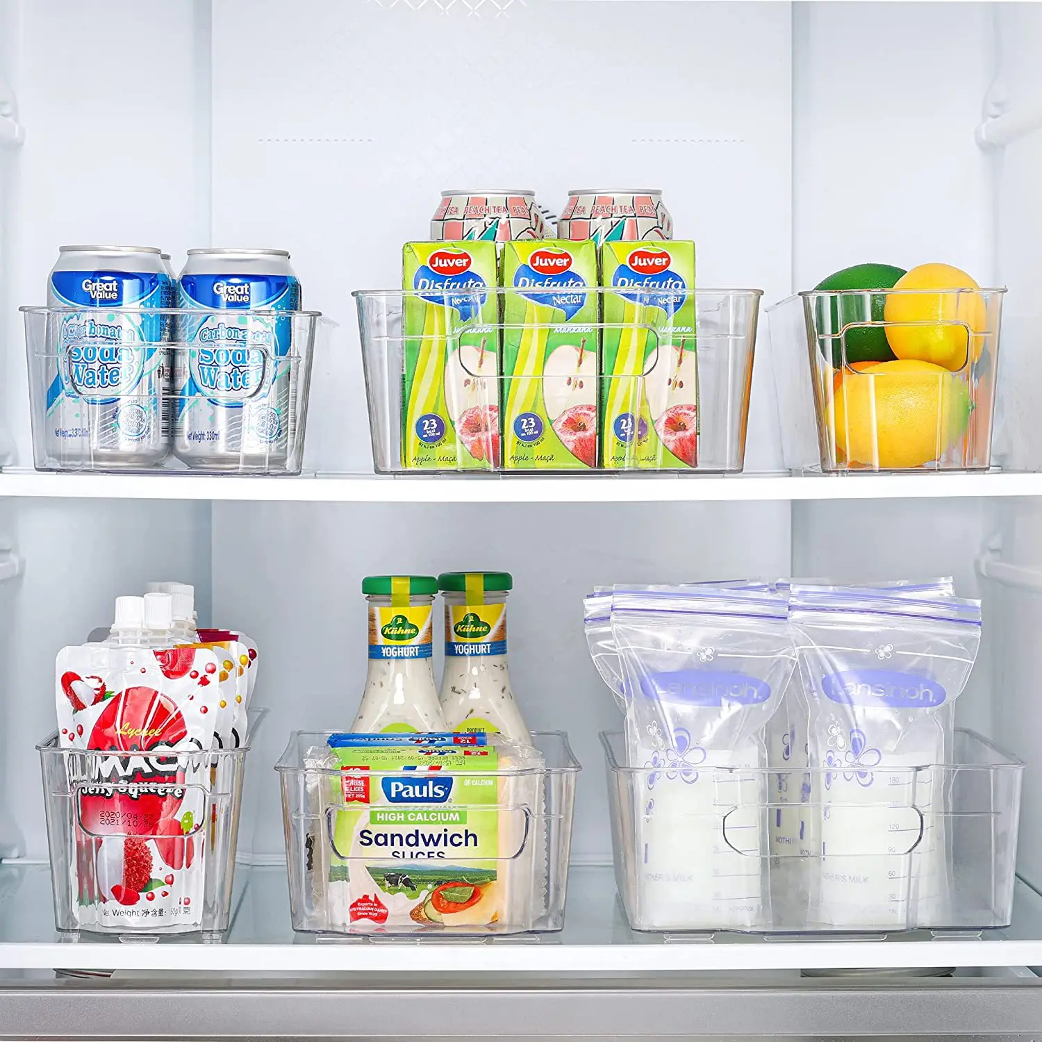 

Storage Basket Storage Fridge Bins - Refrigerator Organizer Bins for Fridge Freezer Pantry And Kitchen Set Stackable
