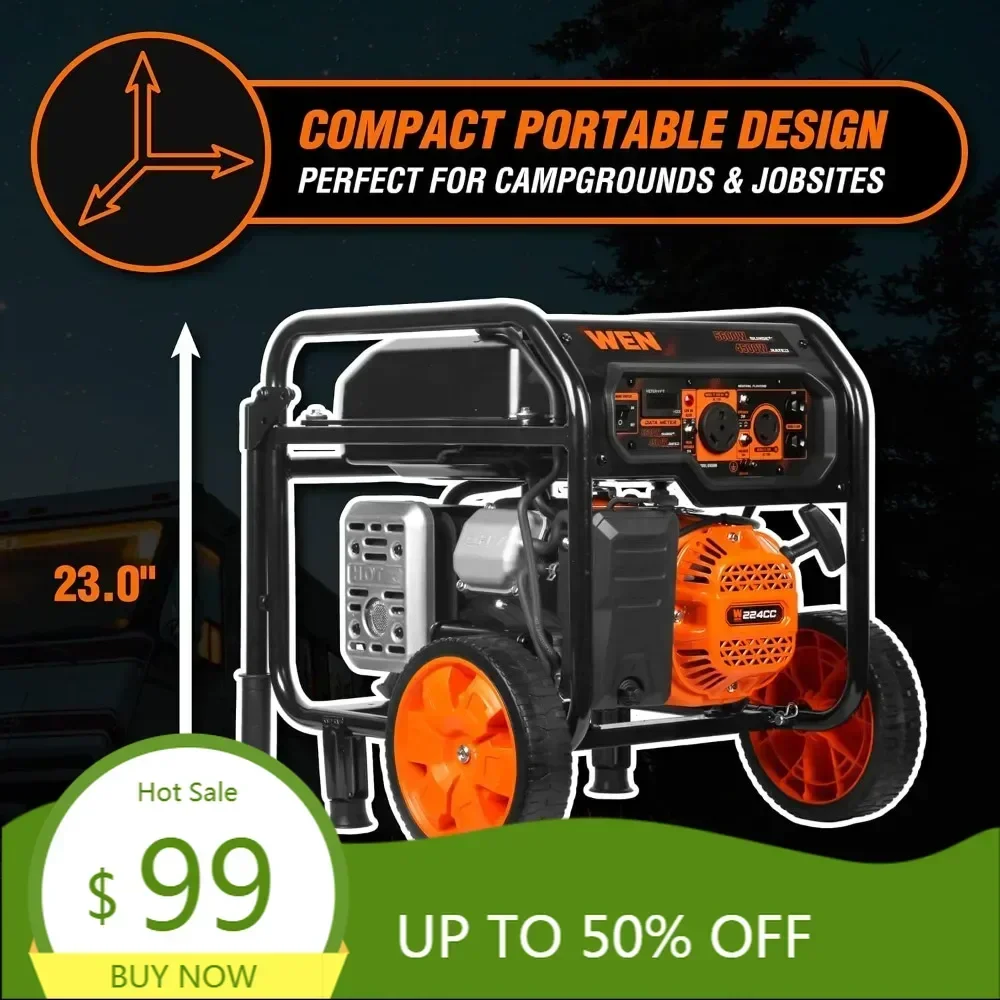 5600-watt portable generator, 224cc, transfer-switch and rv-ready (gn5600)