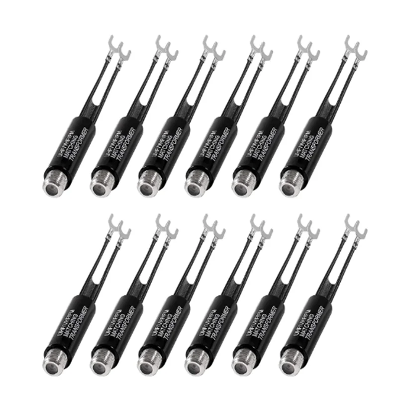 75 Ohm to 300 Ohm Matching Transformer Converter Adapter F Type Female Coax Connector Plug Jack 2/6/10/12pcs