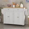 Rolling Kitchen Island with Drop Leaf – Movable Kitchen Carts on Wheels Island with Storage Cabinet, Island Table for Kitchen wi 4