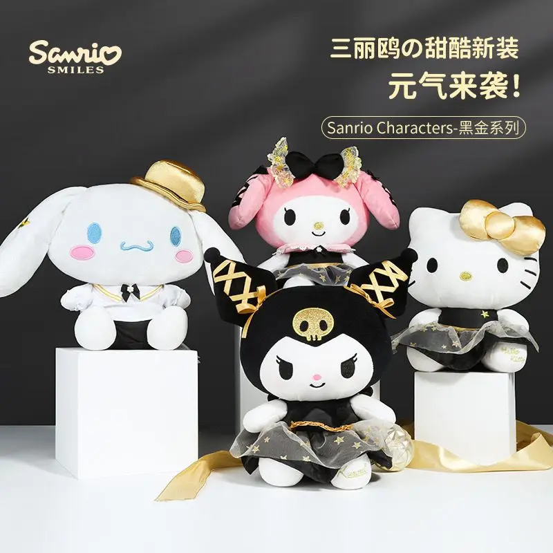 

30 см Sanrio кавайная черно-Золотая серия Kuromi Hello Kitty плюшевая игрушка мягкие плюшевые плюши аниме Мультяшные куклы детские подарки