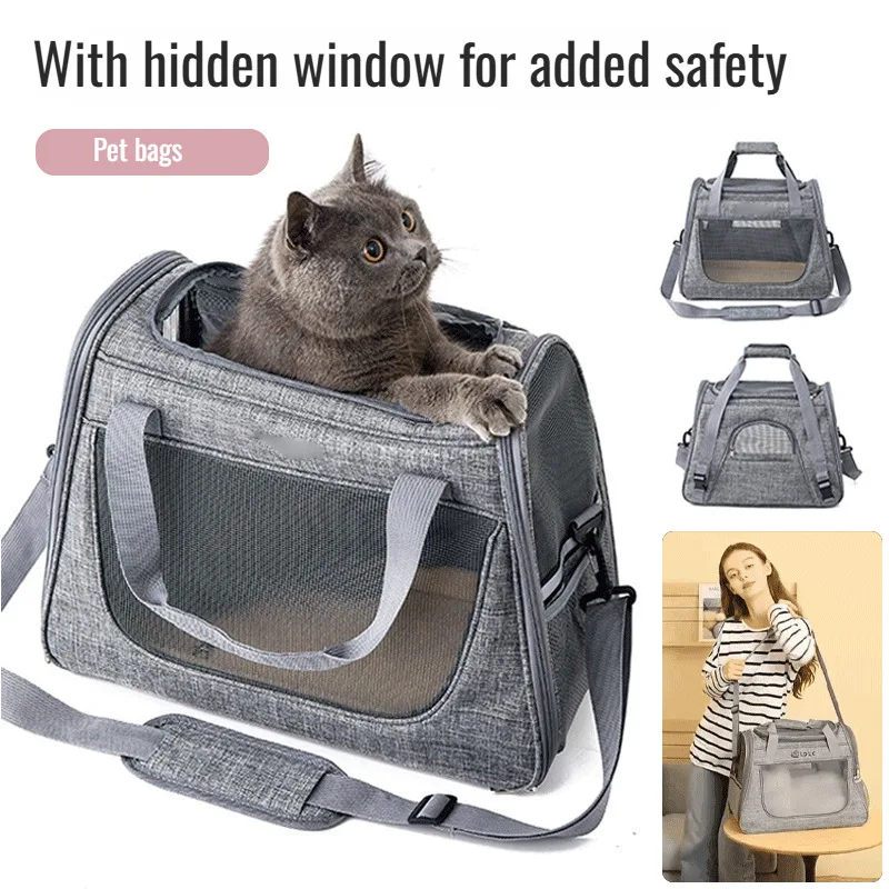 Fashion crossbody pet bag pet bag go out crossbody portable handbag Large Capacity Portable Cat Bag