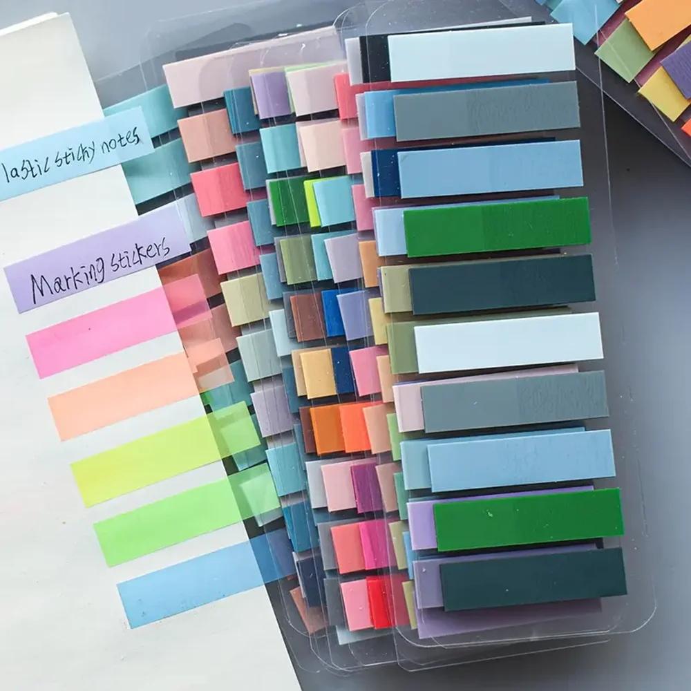 1000/2000 Sheets=5/10Packs of European Retro Colors,Fluorescent Colors,And American Retro Colors,PET Transparent Sticky Notes,In 5