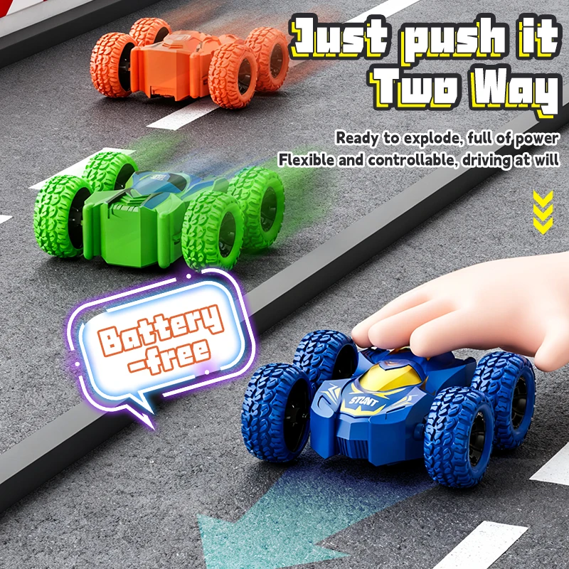 4-8 Pack 360° Rotating Stunt Car Toys - Friction Powered Toy Cars Push and Go Vehicles for Toddlers Kids Best Christmas Gift - 3