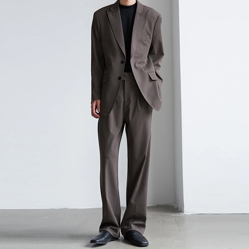 Men's Luxury Draped Baggy Suit Pants Casual Button-down Solid Color Straight Premium Elegant Dress Pants 2024 New 3