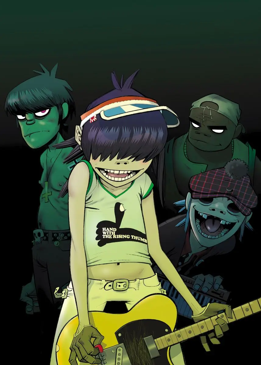 G-Gorillaz Virtual Rock Band Singer Canvas Art Poster - Music Album Cover Wall Decor