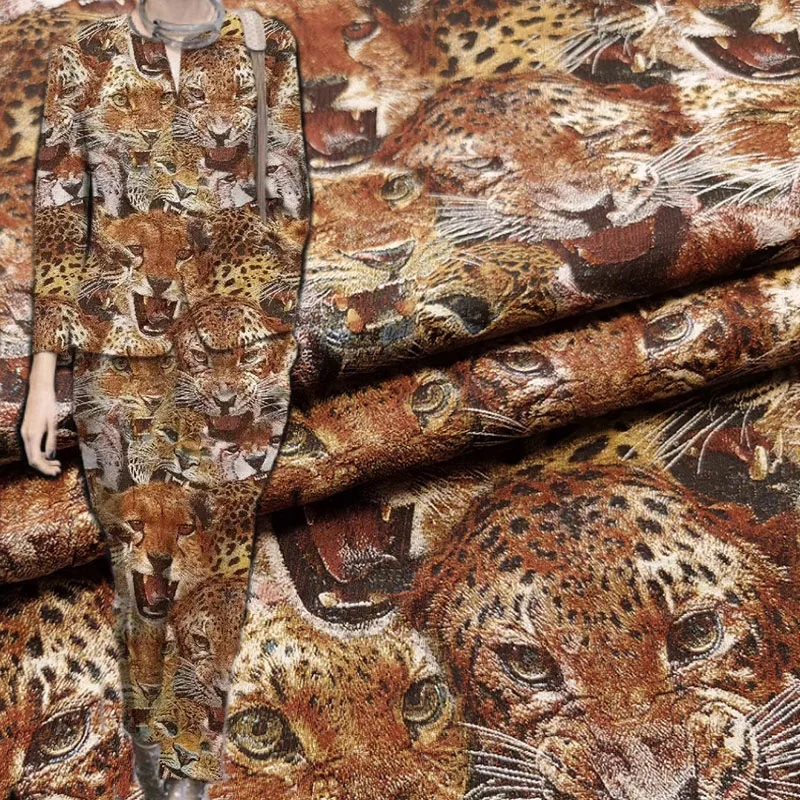 

Европейская и американская жаккардовая ткань с леопардовым рисунком, окрашенная в пряжку, для женских платьев, пальто, курток, ткань ручной работы «сделай сам» для шитья