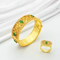 New Fashion  For Women Dubai Wedding Plated-Gold Color Bangle Ring Jewelry Set African Gift Bridal Jewelry Luxury Unique Jewelry