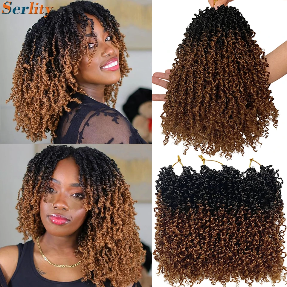 8 12 Inch Yanky Twists Crochet Hair Ginger Brown Pre-looped Micro Spring Twist Crochet Hair Synthetic Passion Twist Crochet Hair 4