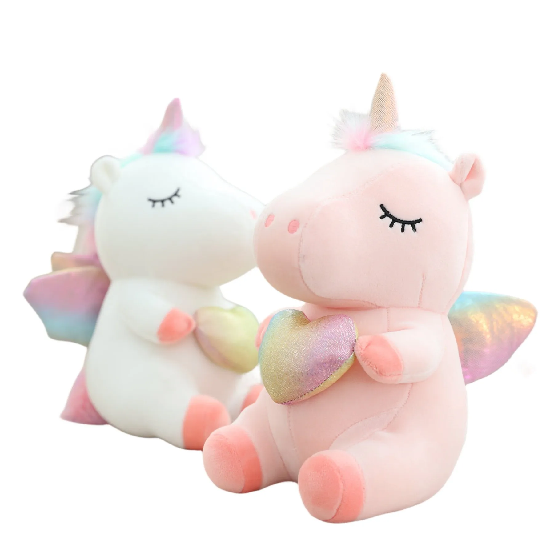 

Beauty Unicorn Plush Toys Rainbow With Wings Fly Horse Stuffed Soft Anime Doll Christmas Girl Children Birthday Xmas Gift Pillow