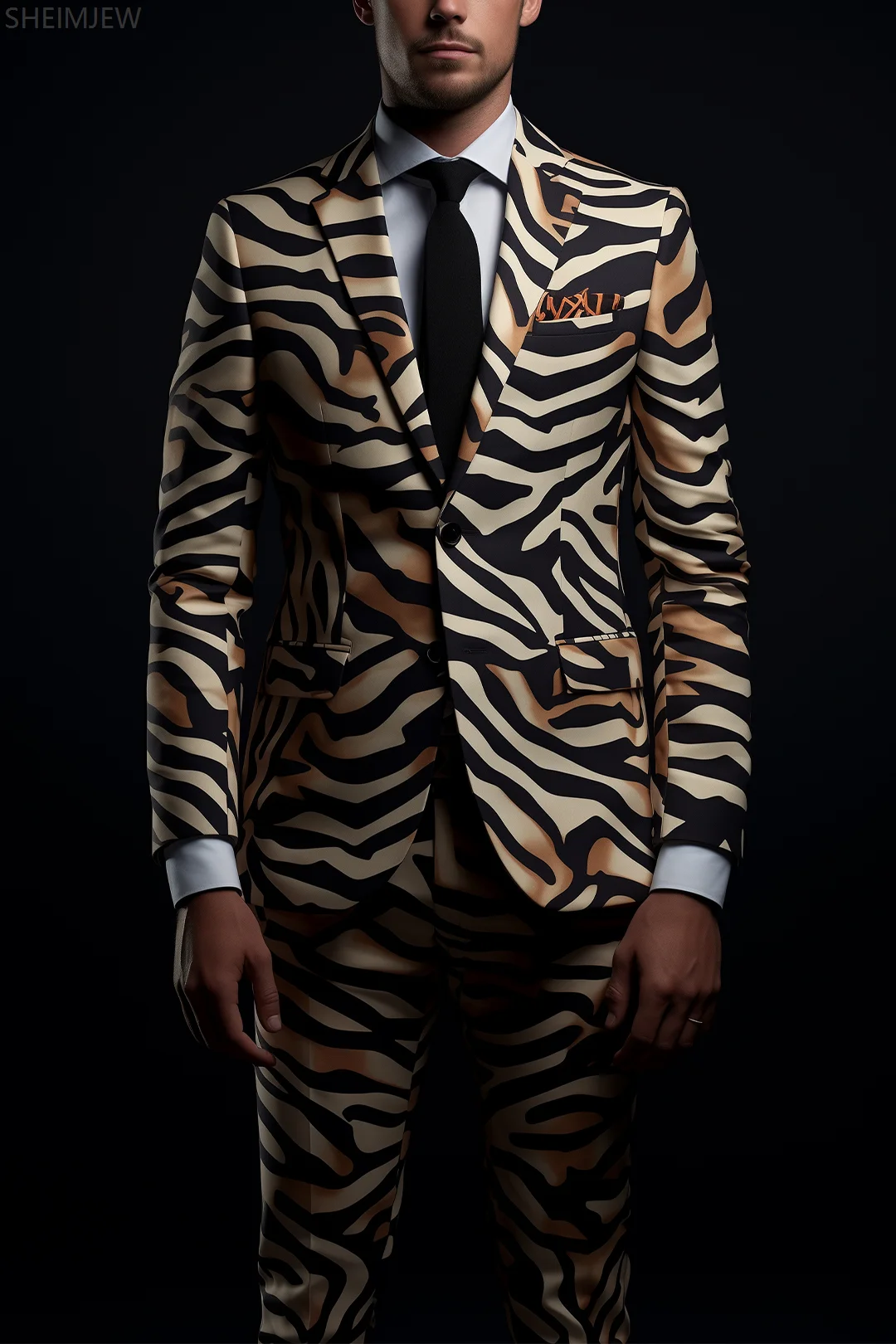 Suit Men Fashion Camouflage Adult Role Play Leopard Suit Dress Casual Slim Fit Printed Jacket Pants Evening Dress Set
