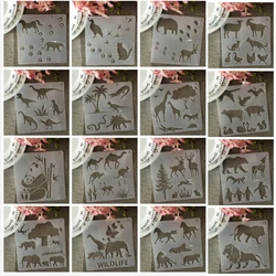 16Pcs/Set 15cm Animals Dinosaur Lion DIY Layering Stencils Painting Scrapbook Coloring Embossing Album Decorative Template