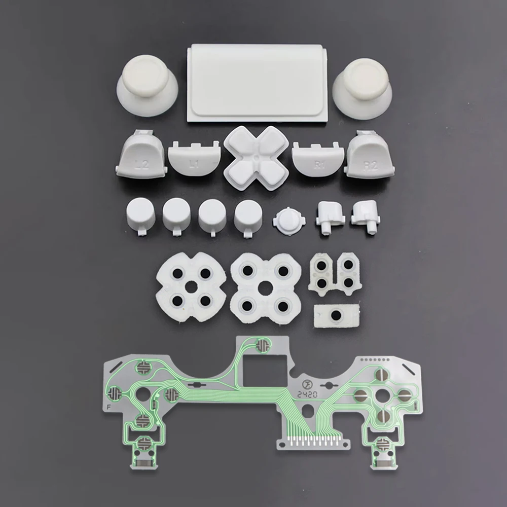 Enhanced Gamepad Repair Kit: Full Button Set with Conductive Film, Analog Thumb Caps, D-Pad, LR Trigger, and Conductive Rubber Pad