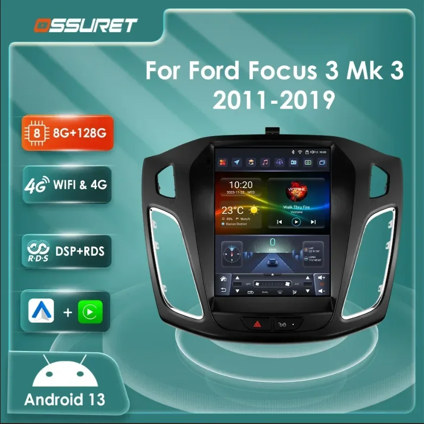 9.7" Carplay Android 13 Autoradio Ford Focus 3 MK 3 2011 Auto Multimedia player car intelligent systems radio GPS Stereo car radio