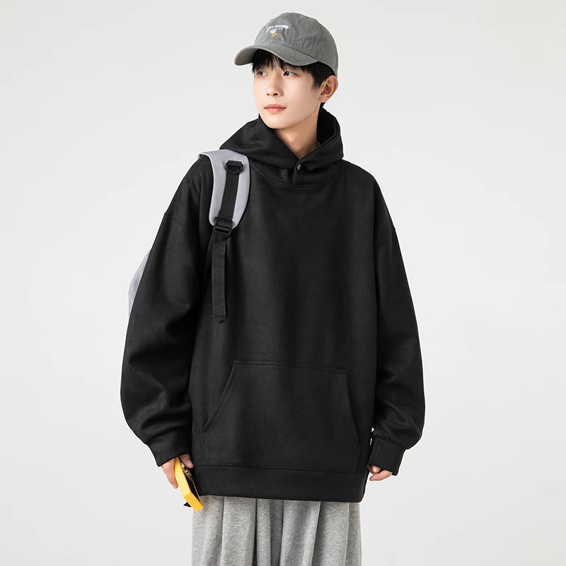 

Classic Hoody Design Brand Suede Sweatshirt Man Oversized Clothing Autumn Solid Hoodies Loose Sweatshirts Male Casual Pullovers