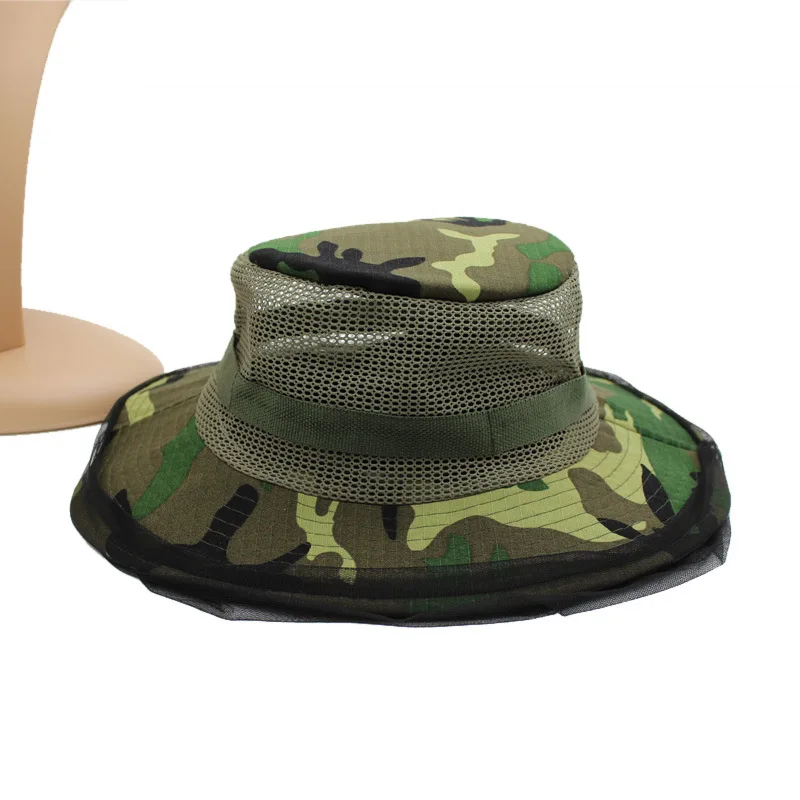 New Fishing Hat Camouflage Mosquito Hat with Net Hood Fisherman