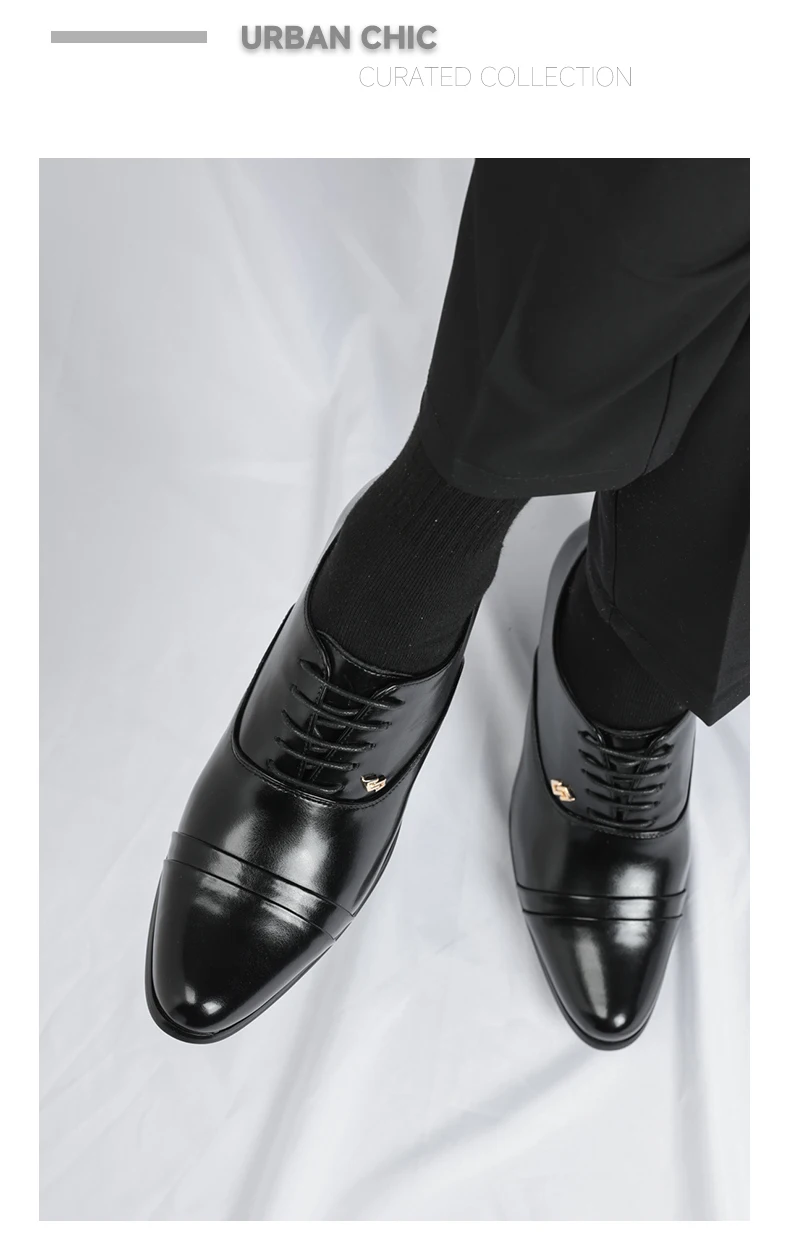 5,5 cm hohe Herren-Kleiderschuhe, Business-formelle Oxfords für Hochzeit, Party, bequeme Leder-Schnürschuhe für Herren – Detail 14