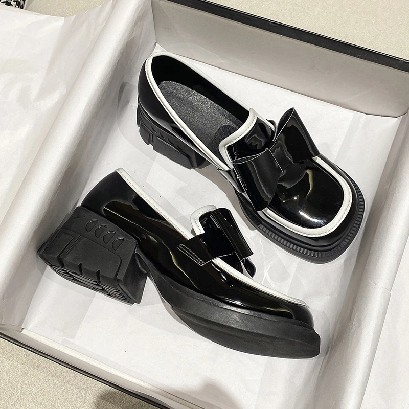 

Shoes Woman Flats Loafers With Fur Slip-on Casual Female Sneakers Clogs Platform Oxfords Bow-Knot Square Toe Dress New Summer Sl